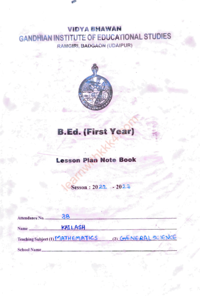 lesson plan dairy bed 1st year kailash vbgies